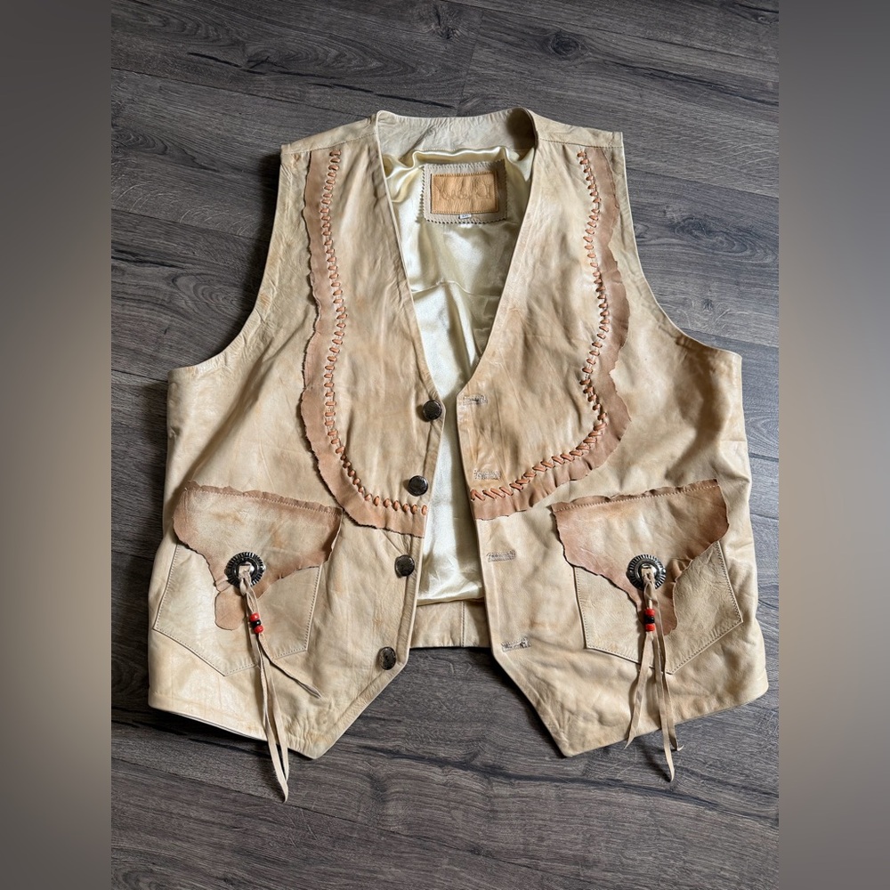 Kobler Raw Edge Leather Vest Natural XXL